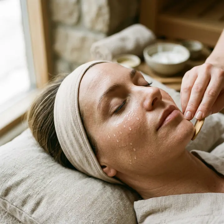 Hydration facial with a cooling mask applied in a bright facial suite