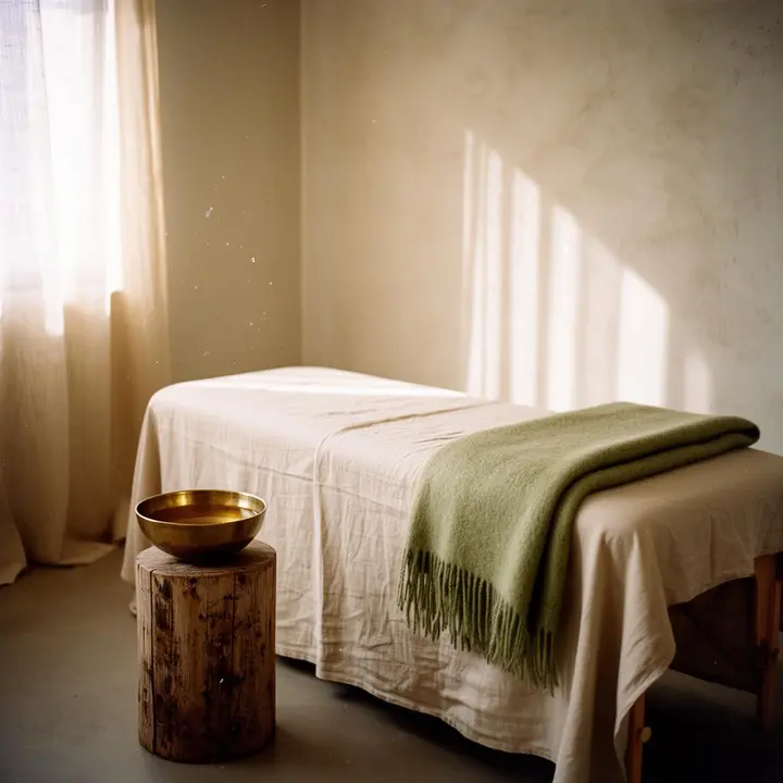 Quiet single-therapist treatment room prepared for a session