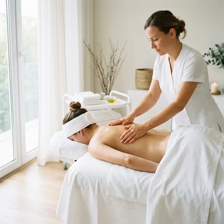 Daylight massage session with light directional strokes